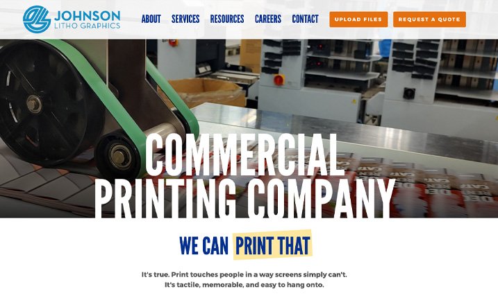 Johnson Litho Graphics Website Screenshot